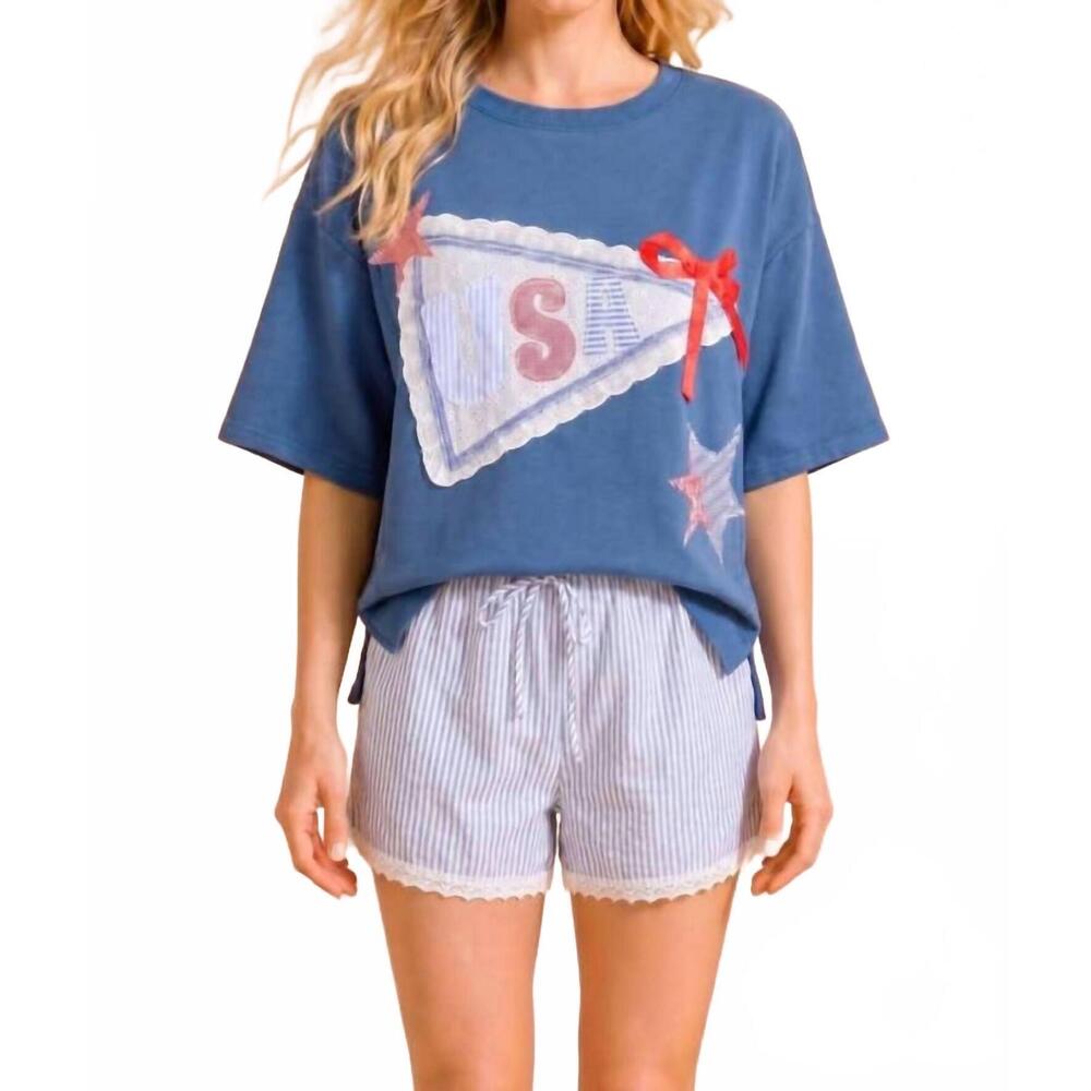 NEW MAINSTRIP usa top in navy